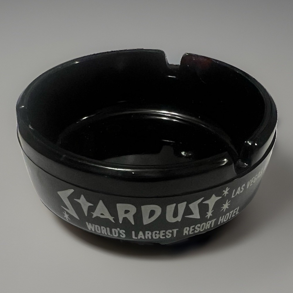 Vintage Stardust Hotel and Casino Las Vegas Black Glass Ashtray
